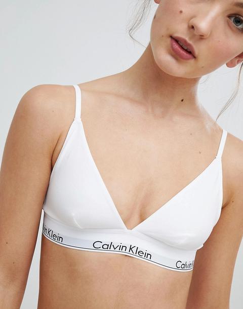 Calvin Klein - Reggiseno A Triangolo Sfoderato In Cotone Modern - Bianco