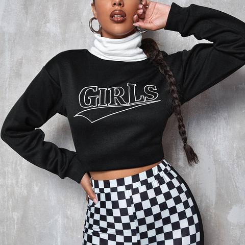 Letter Graphic High Neck Sweatshirt