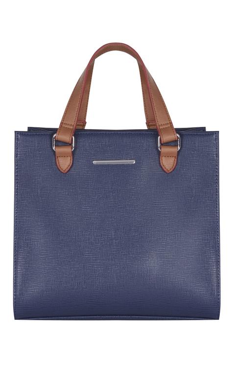 Bolso Tote Azul De Polipiel Con Asas