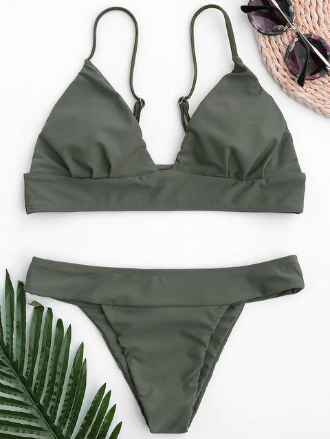 Bikini Perizoma Con Bretella Army Green