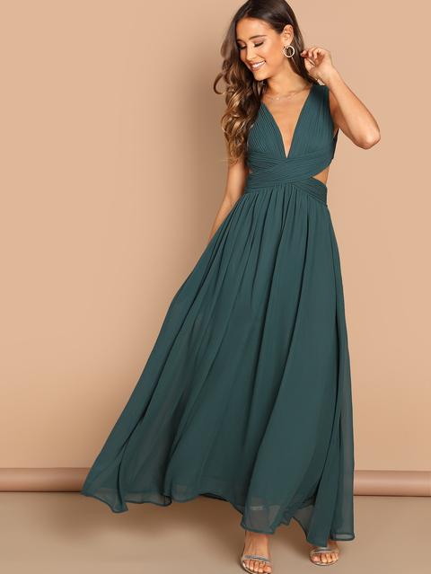 Vestito Da Ballo Con Scollo Incrociato A Vita Alta