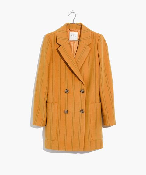 Hollis Double-breasted Coat In Stripe
