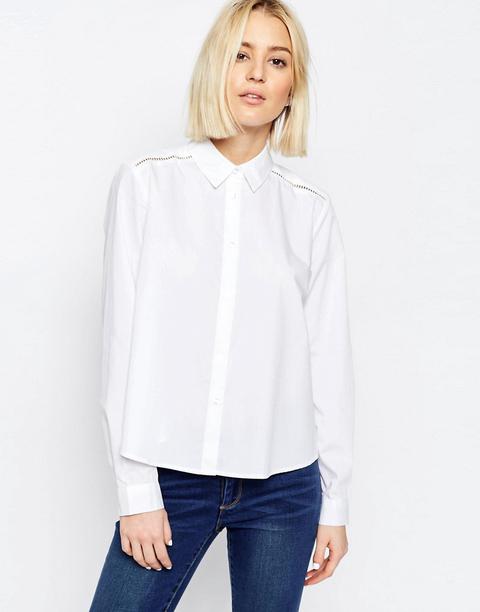 Camisa Blanca Con Diseño De Trapecio Y Aplicación De Encaje De Asos