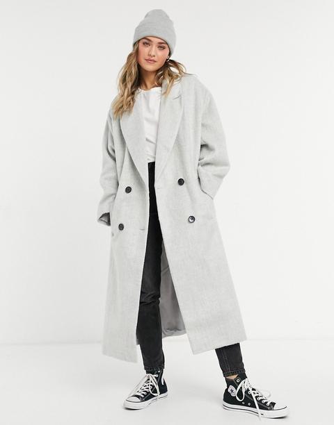 Asos Design Oversized Brushed Chuck On Coat In Grey