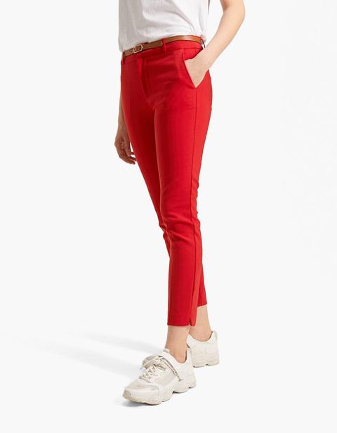 Pantaloni Eleganti Con Cintura Rosso