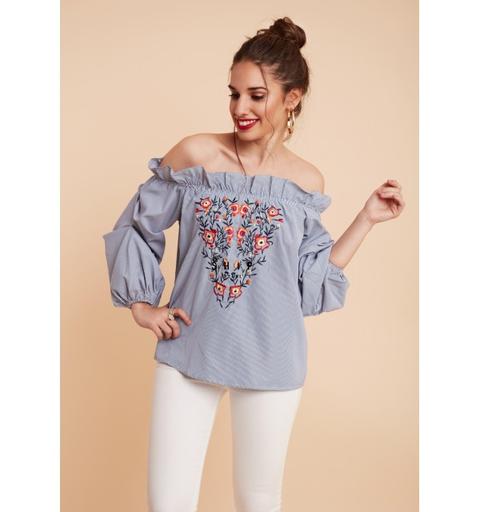 Blusa Bordada Off Shoulder