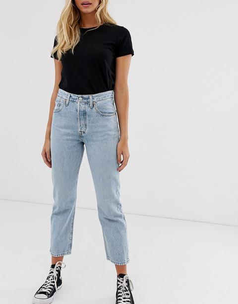 Levi's 501 Crop Jeans In Light Wash-blue