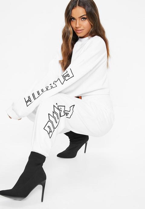 Fanny Lyckman X Missguided White Embroidered Joggers, White