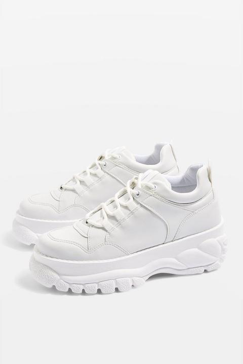Cairo White Chunky Lace Up Trainers