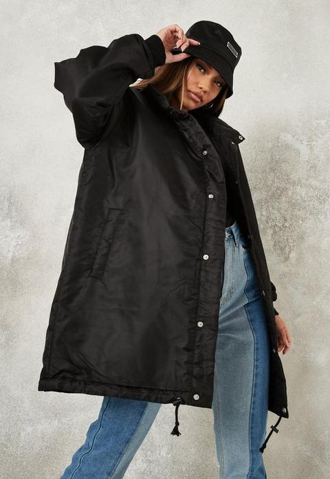 Tall Black Oversized Coach Jacket, Black