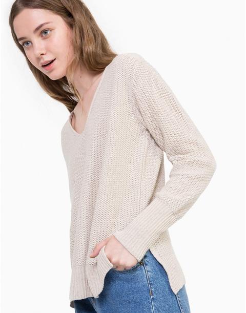 Jersey Basico Canale Cuello Pico Beige