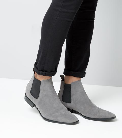 Grey Suedette Chelsea Boots