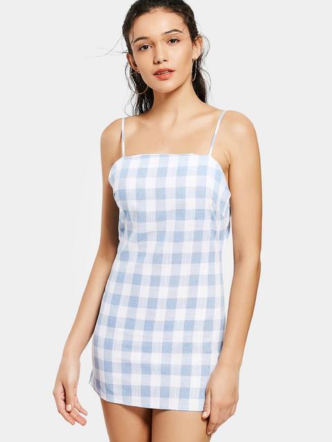 Bowknot Plaid Cut Out Mini Vestito