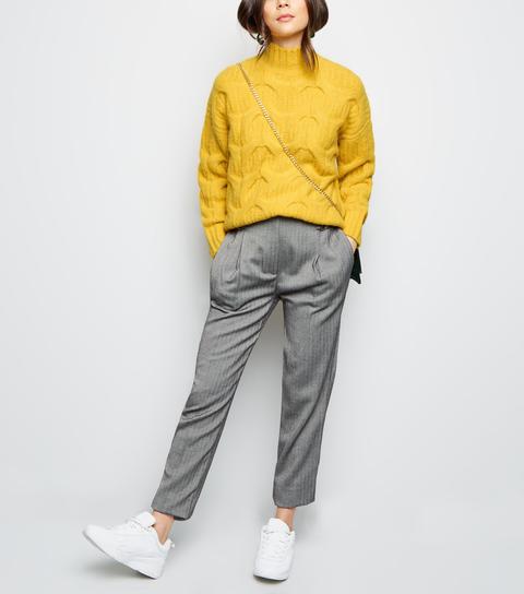 yellow funnel neck jumper