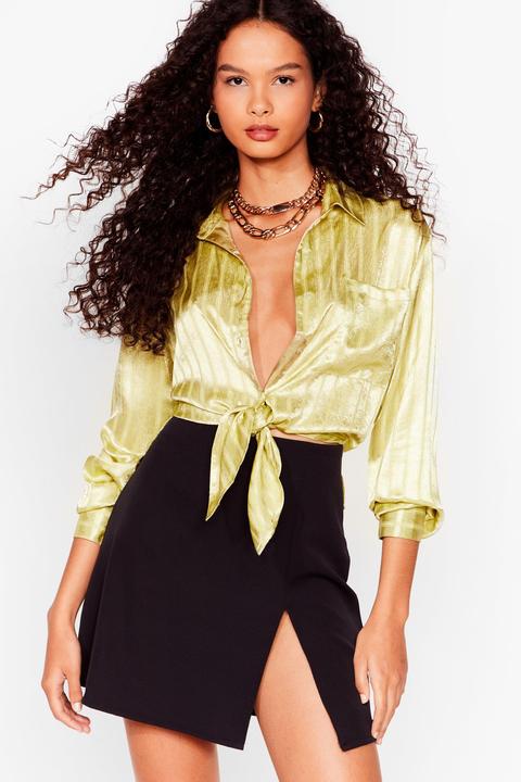 Womens Striped Satin Oversized Shirt