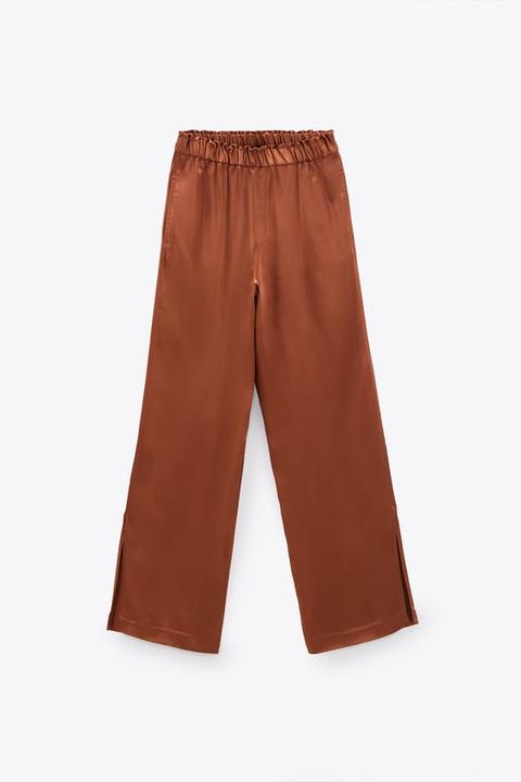 Pantalon Style Pyjama À Fentes