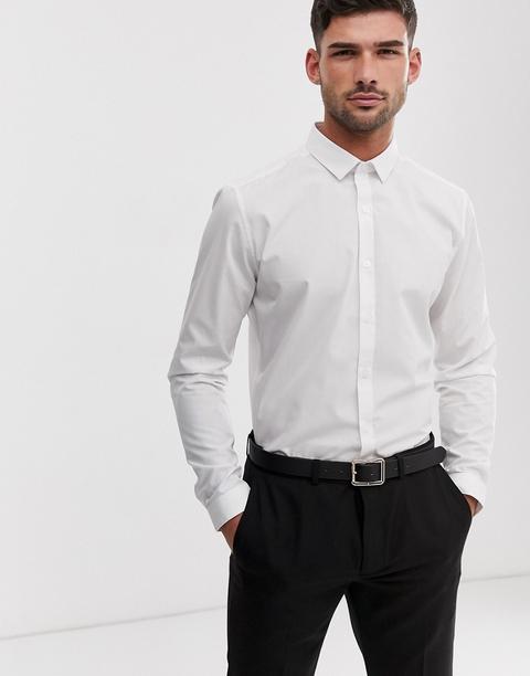 Camisa De Vestir En Blanco De Topman