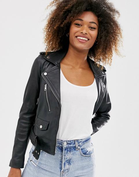 Stradivarius Leather Biker Jacket In Black from ASOS on 21 Buttons