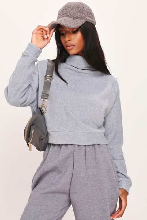 Grey Soft Touch Roll Neck Jumper