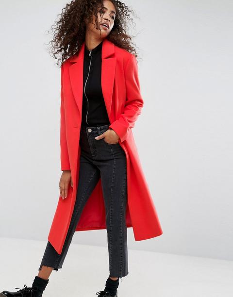 Asos - Cappotto Boyfriend Lungo - Rosso