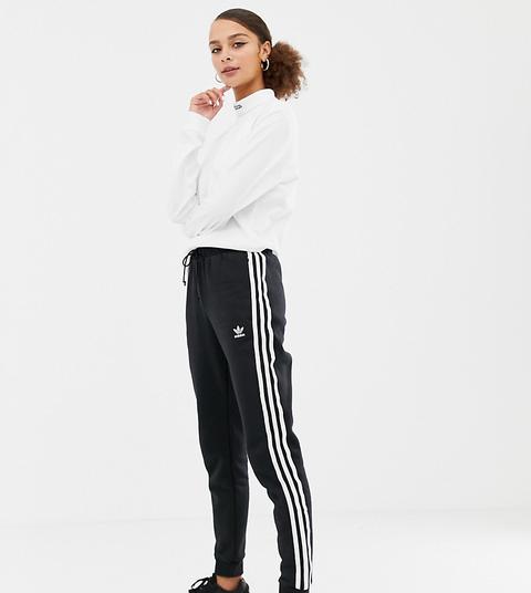 adidas originals three stripe cuffed sweat pants in black