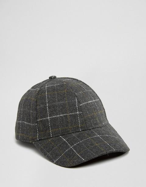 Asos - Cappellino In Melton Grigio A Quadri - Grigio