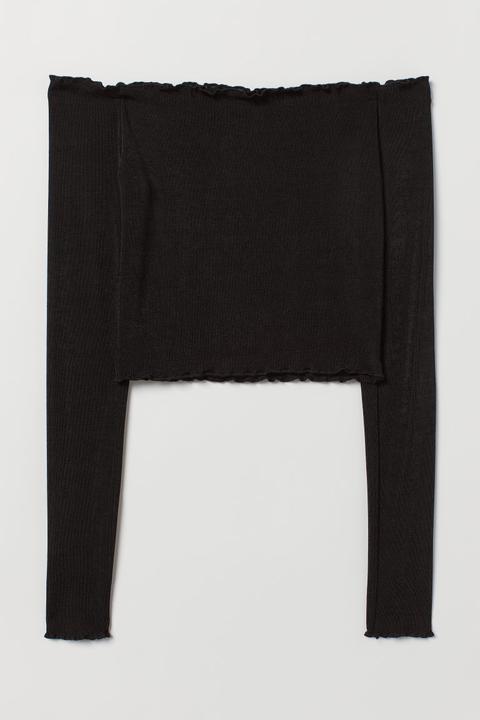 H & M - Top Corto A Spalle Scoperte - Nero