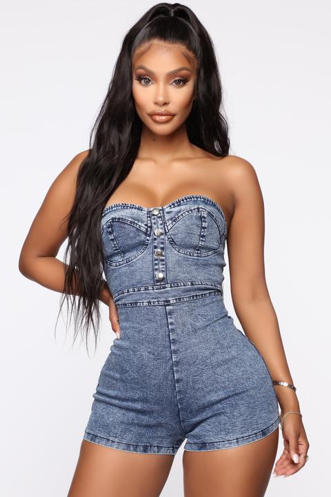 dark denim romper