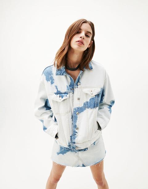 Denim Jacket With Bleach Stains