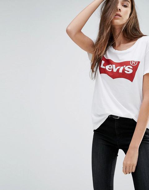 Levi's - Perfect - T-shirt Con Logo Batwing - Bianco