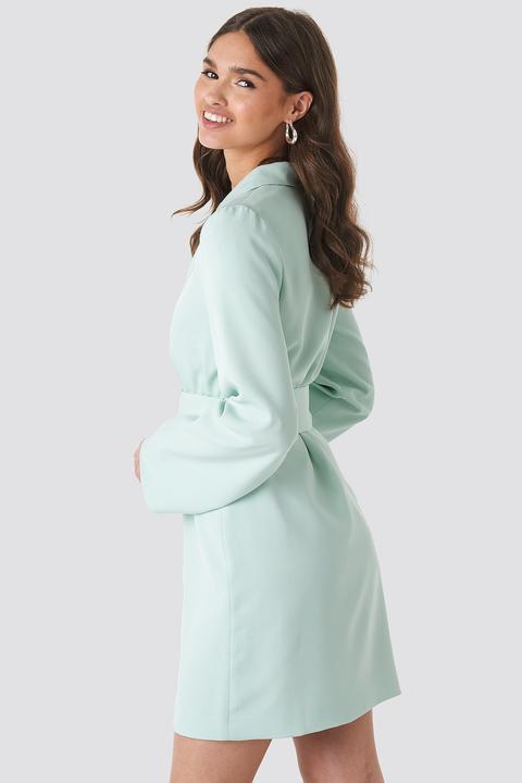 wide sleeve belted blazer dress