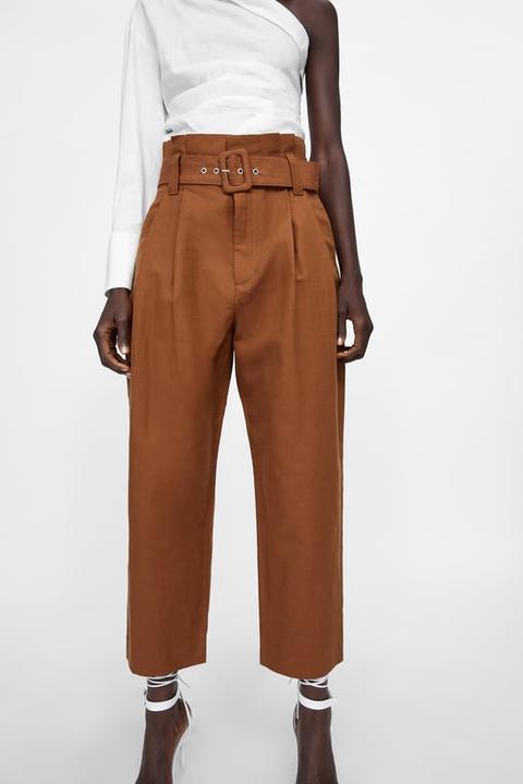 darted trousers with belt zara