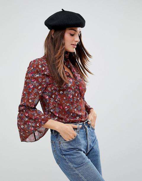 Parisian - Blusa A Fiori Con Fiocco - Rosso