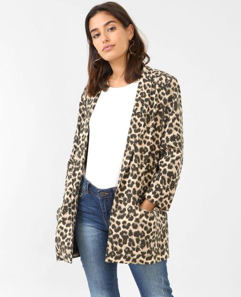 Blazer De Crespón Leopardo