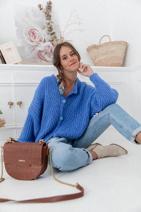 Gilet Mohair Carl Bleu Roi