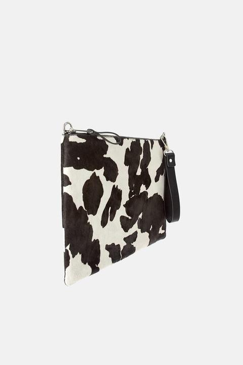 Leather Clutch With Animal Print