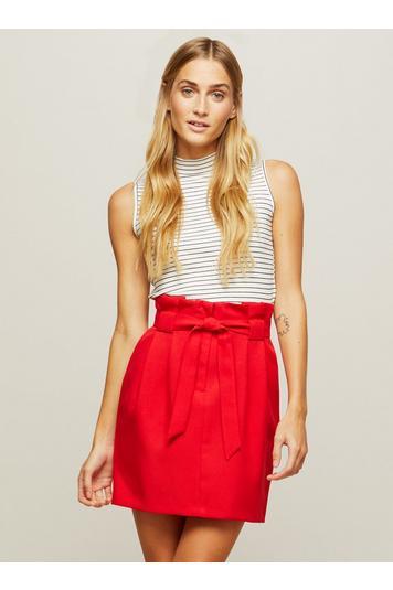 Womens Red Paper Bag Mini Skirt, Red
