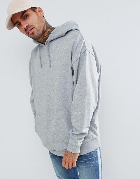 Asos Design - Felpa Con Cappuccio Grigio Mélange Oversize - Grigio