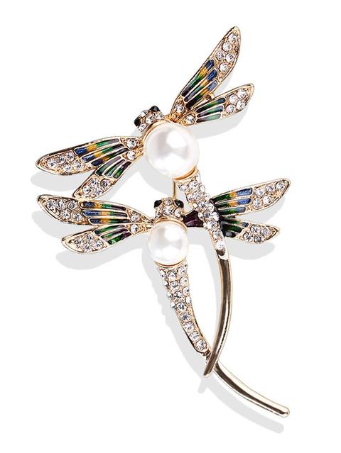 Double Dragonfly Design Brooch