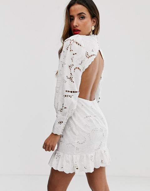 Minivestido Con Diseño Calado Y Parte Posterior Abierta De Asos Edition-blanco