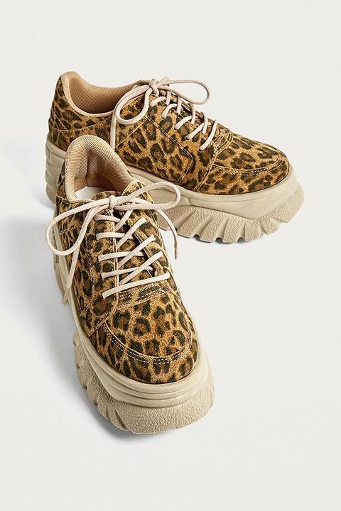 Uo Tyson Leopard Print Suede Chunky Trainers