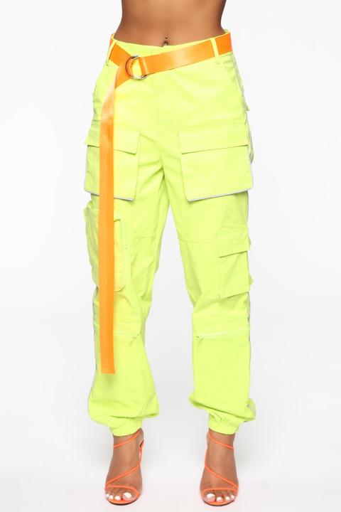 yellow cargo joggers