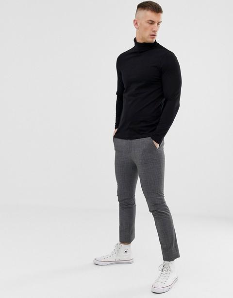 Asos Design Long Sleeve Roll Neck In Black