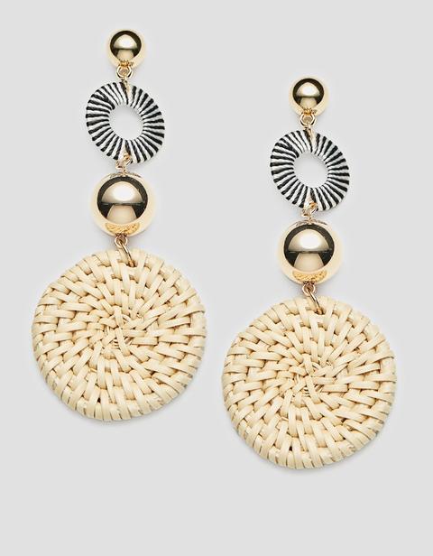 Pendientes Disco Raffia Natural