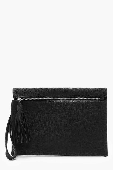 Zip & Tassel Clutch Bag
