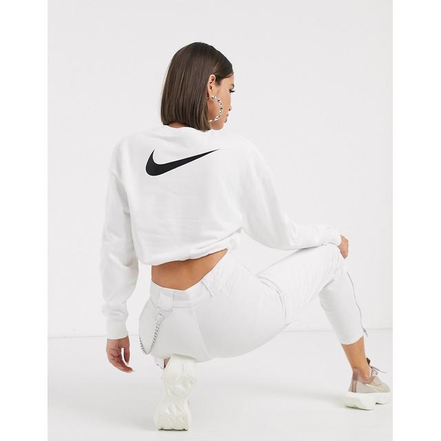 nike elastic drawcord cropped mini swoosh purple sweatshirt