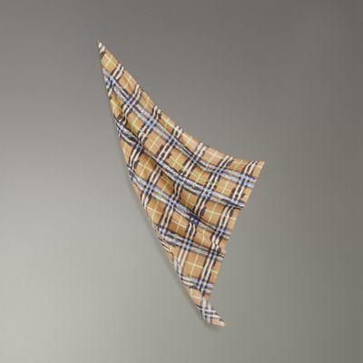 Foulard In Cotone Con Motivo Tartan Scarabocchiato