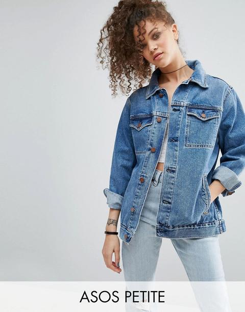 Chaqueta Vaquera Girlfriend Con Lavado A La Piedra Azul Medio Astrid De Asos Petite