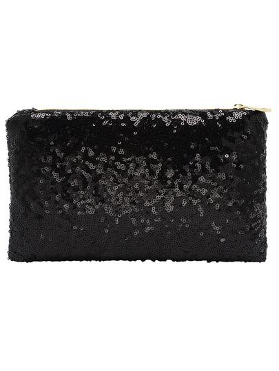 Zipper Paillettes Pochette Nero