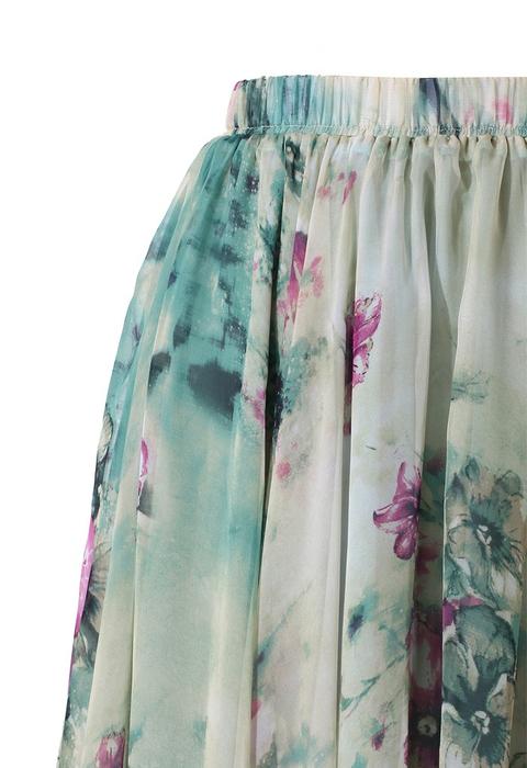 Floral and Frill Maxi Skirt